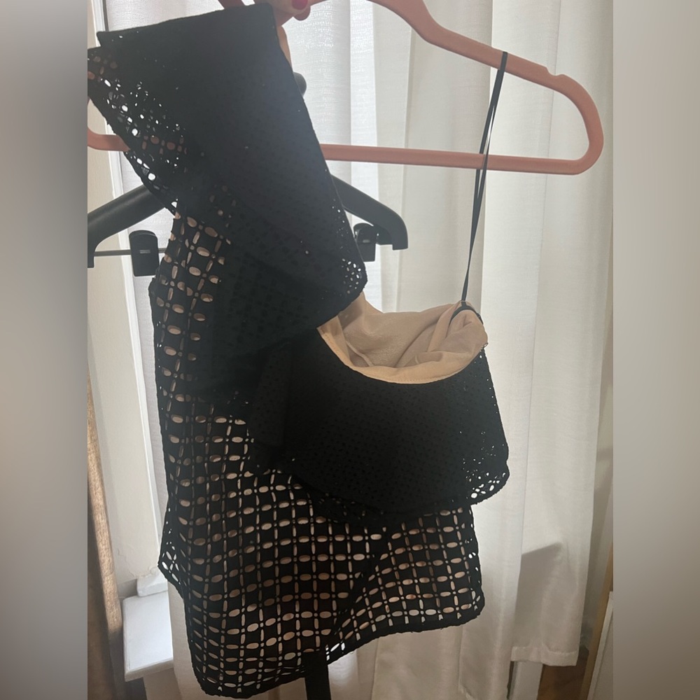 Jcrew black and nude one shoulder going out top size 4